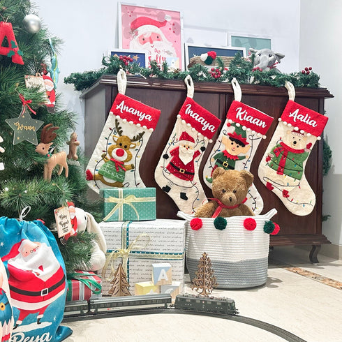 Set of 4 Festive Stockings