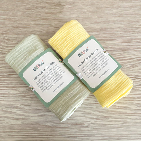 Muslin Cotton Swaddle Set of 2 - Citrus