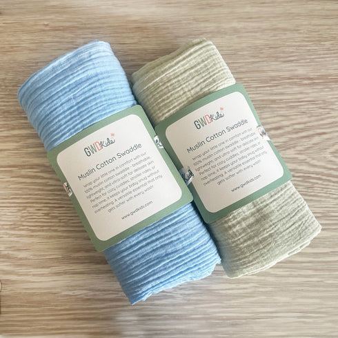 Muslin Cotton Swaddle Set of 2 - Coast