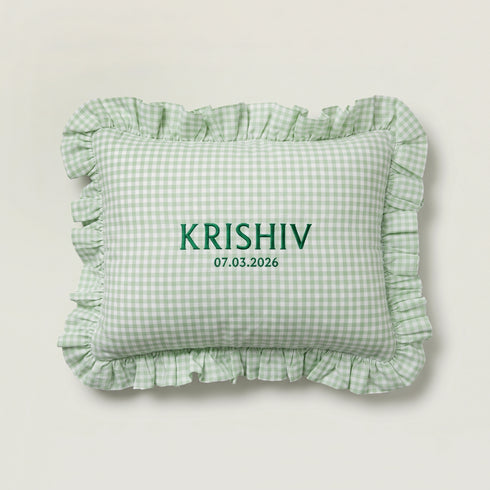 Personalised Gingham Ruffle Cushion