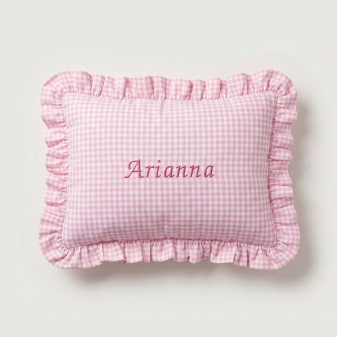 Personalised Gingham Ruffle Cushion