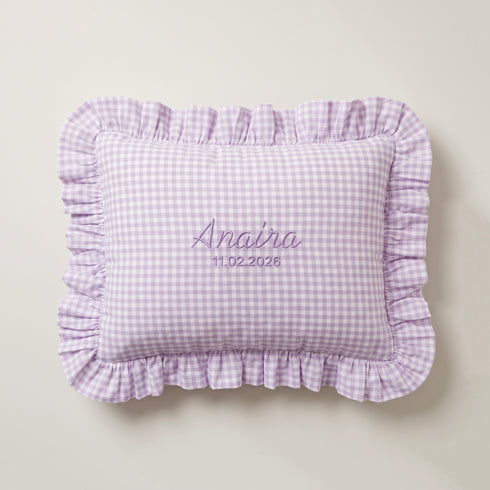 Personalised Gingham Ruffle Cushion