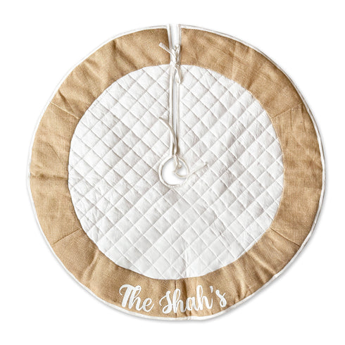 Quilted Tree Skirt - White and Gold