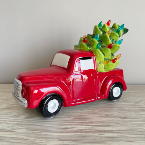Ceramic Figurine- Xmas Truck With Tree