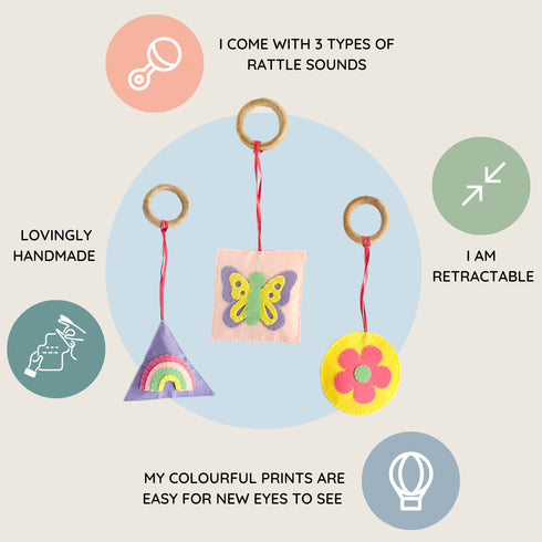 Enchanted Garden- Play Gym Rattle Hanging Set