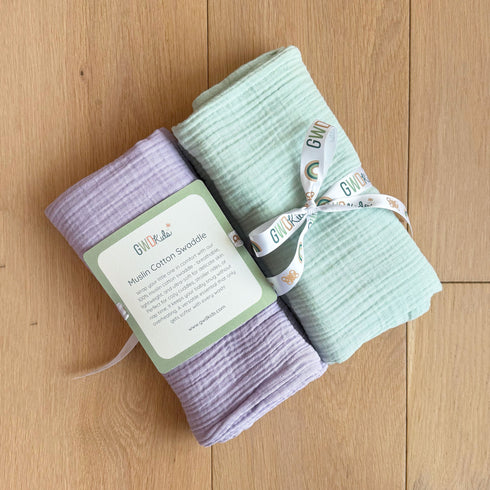 Muslin Cotton Swaddle Set of 2 - Lavender Filelds