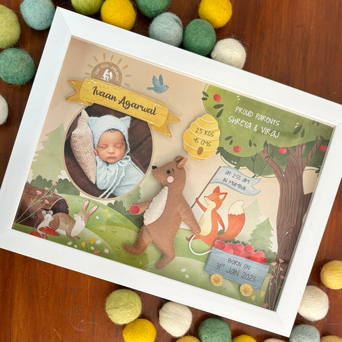Baby Birth Detail Frame - Woodland