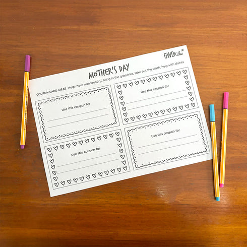 Mother's Day Coupons - Activity Sheet