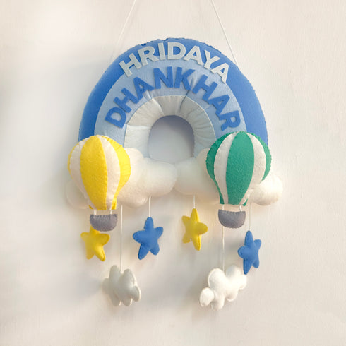 Two Hot Air Balloons Personalised Name Hanging