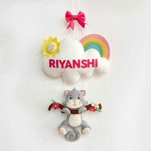 Cat on a Branch- Personalised Wall Hanging