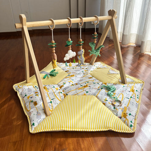 Yellow Dinosaur Play Gym & Sensory Mat Set