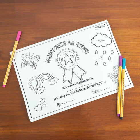 Best Sister Ever Certificate