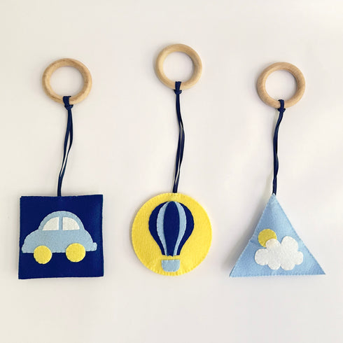 Blue skies- Play Gym Rattle Hanging Set