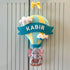 Elephant in a Hot Air Balloon Name Wall Hanging - Blue