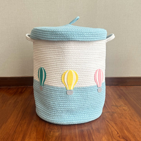 Hot Air Balloons - Blue Rope Basket With Lid