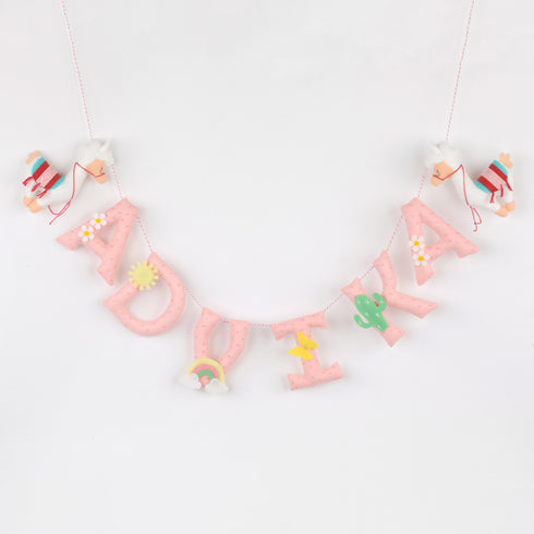 Pink Llama Embellished Name Bunting/Garland