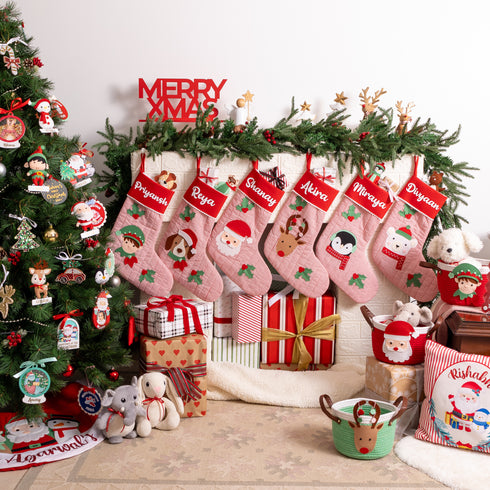 Quilted Cotton Stocking- Reindeer