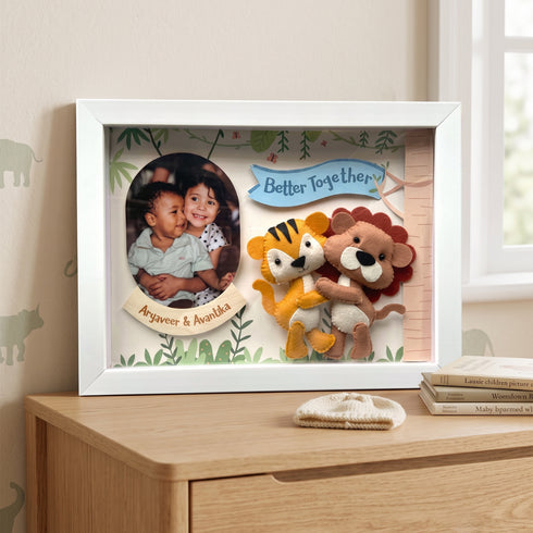 Better Together Siblings Shadow Box Frame - Jungle Animals