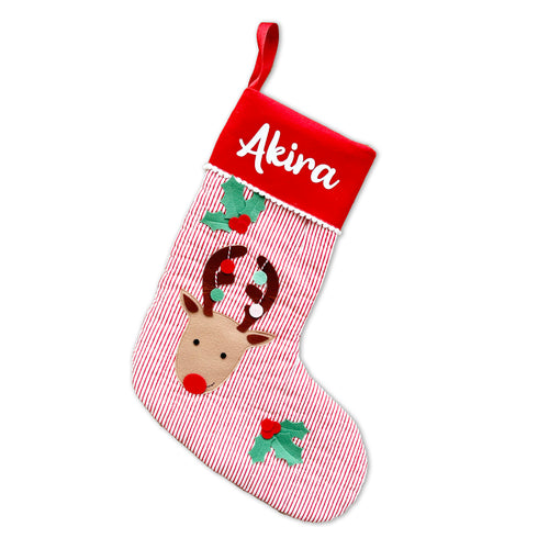 Quilted Cotton Stocking- Reindeer