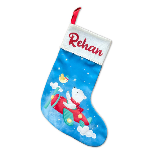 Polar Bear in an Air Plane Stocking