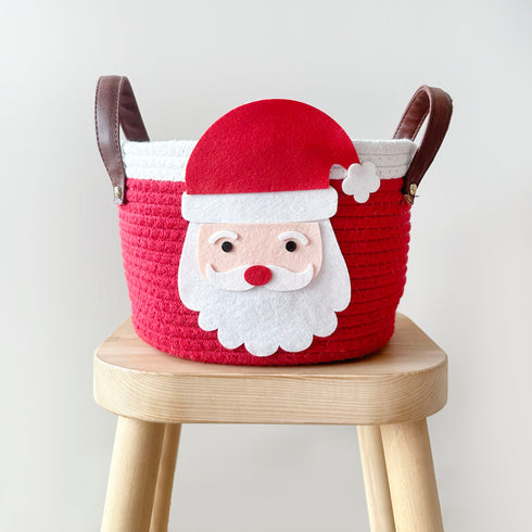 Red Cotton Rope Basket- Santa