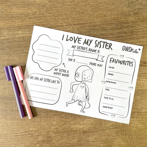 I Love My Sister - Raksha Bandhan Activity Sheet