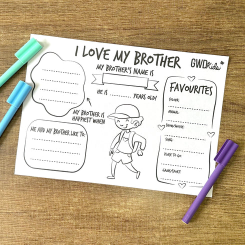 I Love My Brother - Raksha Bandhan Activity Sheet