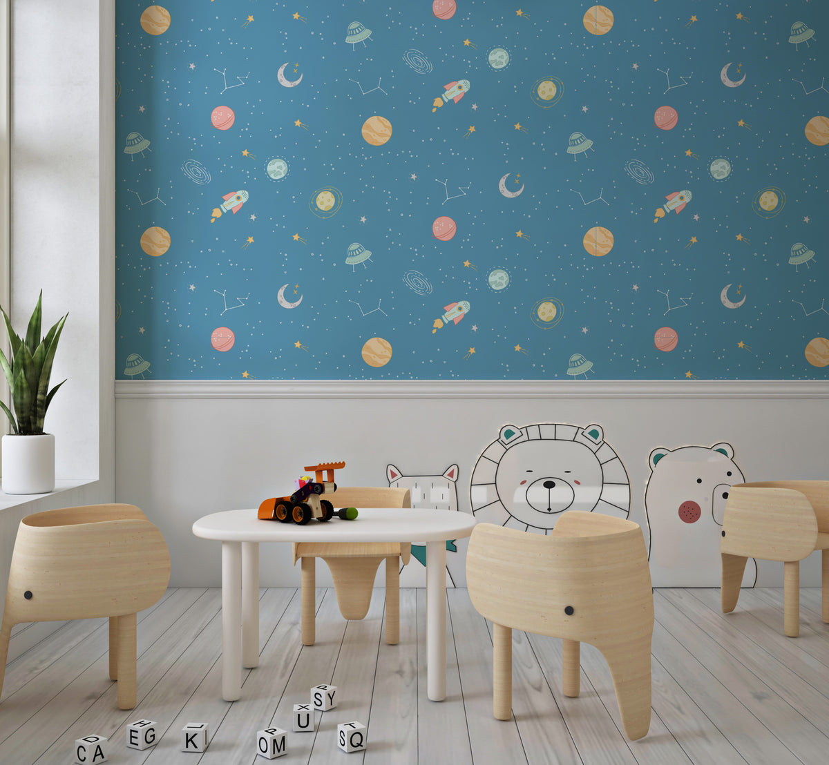 Illustrated Space Wallpaper for Nursery Décor, Kids Room – GWD Kids