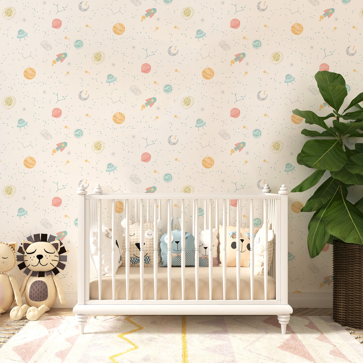 Illustrated Space Wallpaper for Nursery Décor, Kids Room – GWD Kids