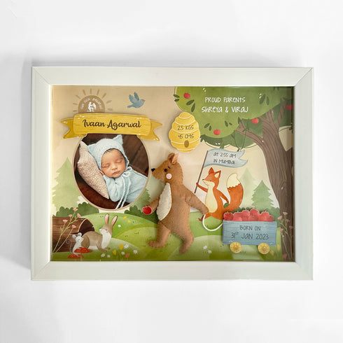 Baby Birth Detail Frame - Woodland