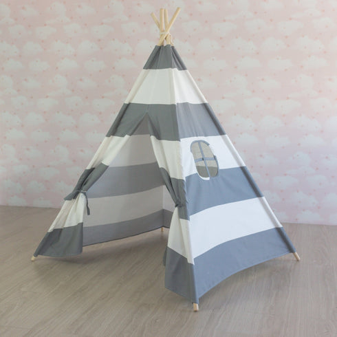 Tent/Tepee - Grey and White Striped