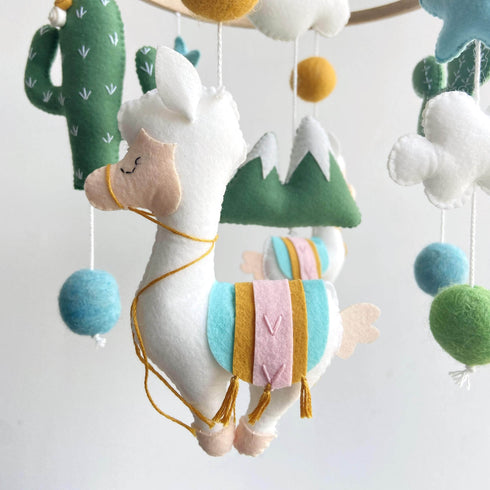 Baby Llama Cot Mobile - Amber