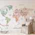 Pastel Animal World Map Wallpaper