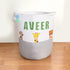 Safari Animals - Grey Rope Personalised Storage Basket