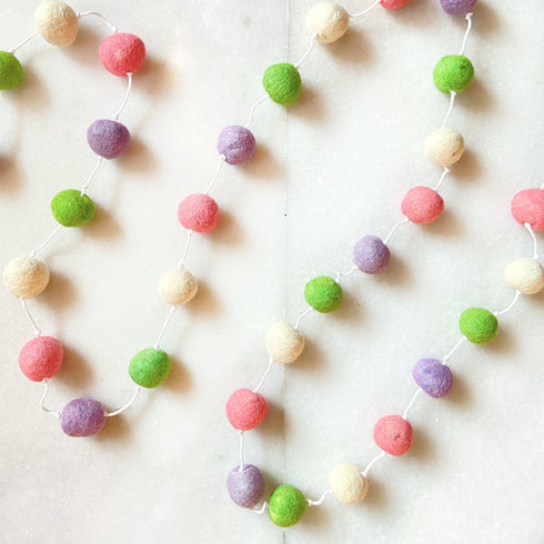 Pink & Purple Felt Ball Garland