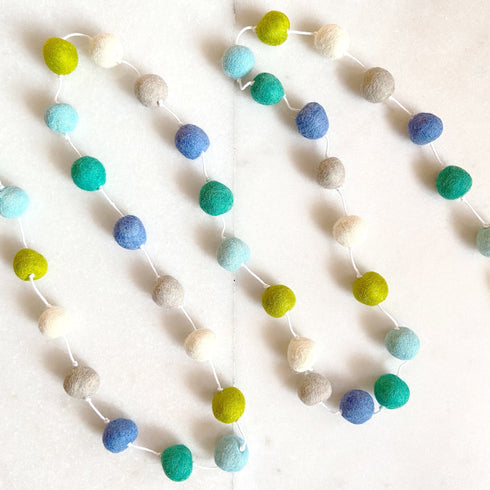 Aquamarine Felt Ball Garland