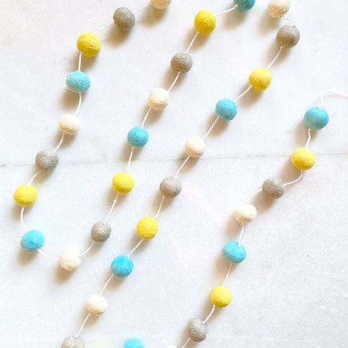 Yellow & Blue Felt Ball Garland