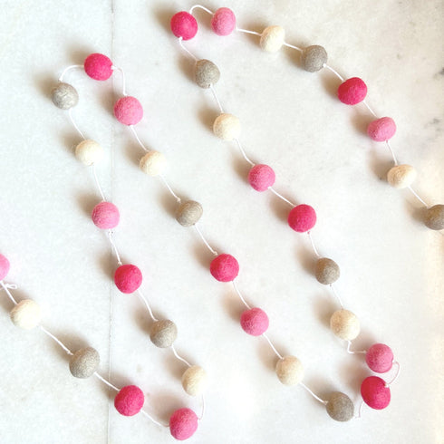 Pink & Grey Felt Ball Garland