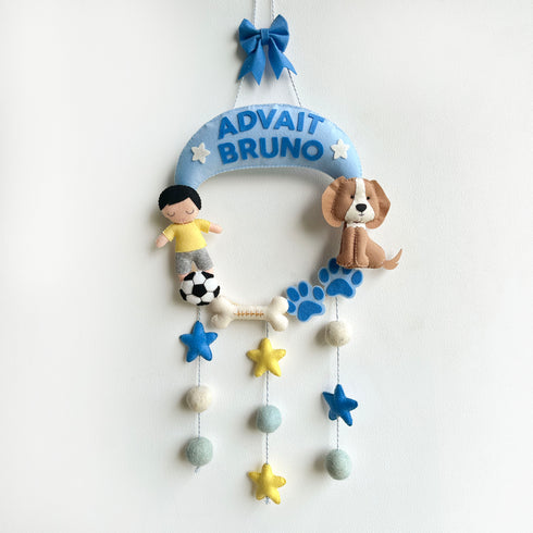Personalised Baby and Pet Name Hanging - Blue