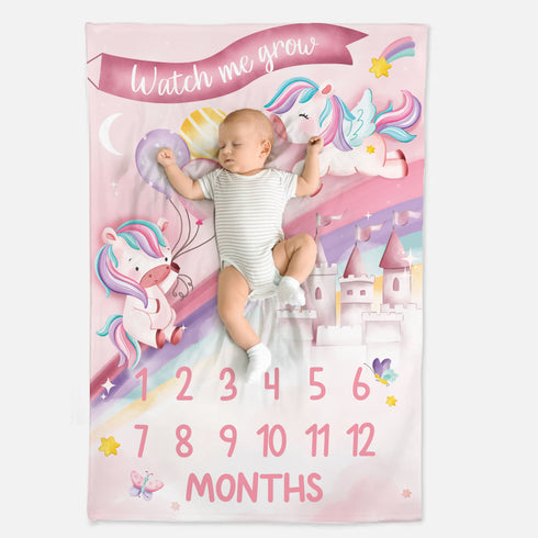 Baby Milestone Blanket - Flying Unicorns