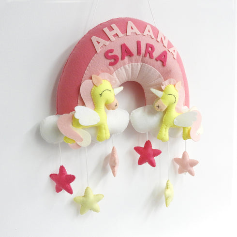 Two Little Unicorns Personalised Name Hanging