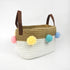 Small Jute Basket - Rainbow Pom Poms