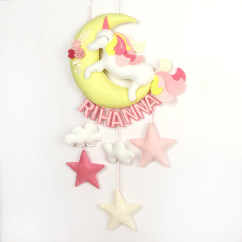 Personalised Unicorn on a Moon Wall Hanging
