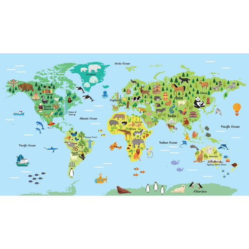 Animal World Map Wallpaper