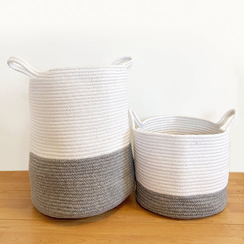 Grey Cotton Rope Storage Basket