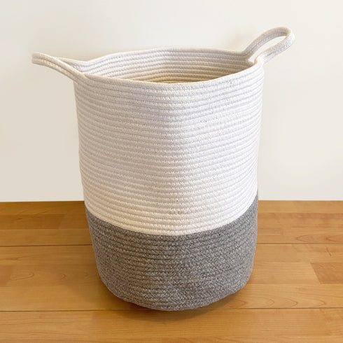 Grey Cotton Rope Storage Basket
