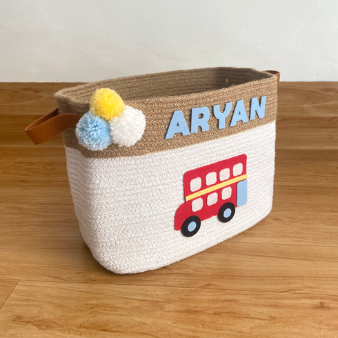 Little Red Bus - Jute & Cotton Rope Storage Basket