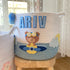 Teddy & Airplanes - Blue Rope Personalised Storage Basket
