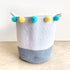 Teal & Yellow Embellished Cotton Rope Storage Basket
