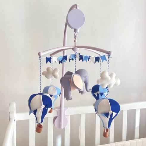 Blue Hot Air Balloon Cot Mobile